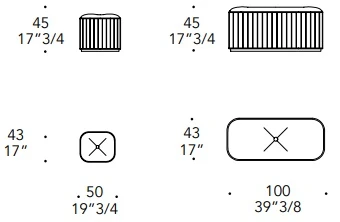 Размеры Пуф Reflex Disegno / Glamour Plisse Pouf