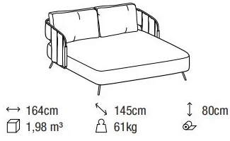 Размеры Шезлонг Ditre Italia 356 Sunbed Outdoor