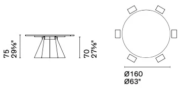 Размеры Стол Calligaris Icaro CS4113-fd-160