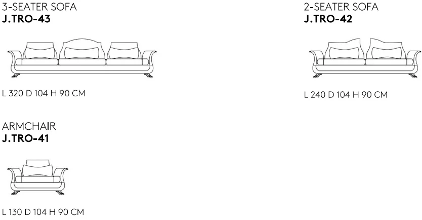 Размеры Диван Jumbo Collection Troisplaces