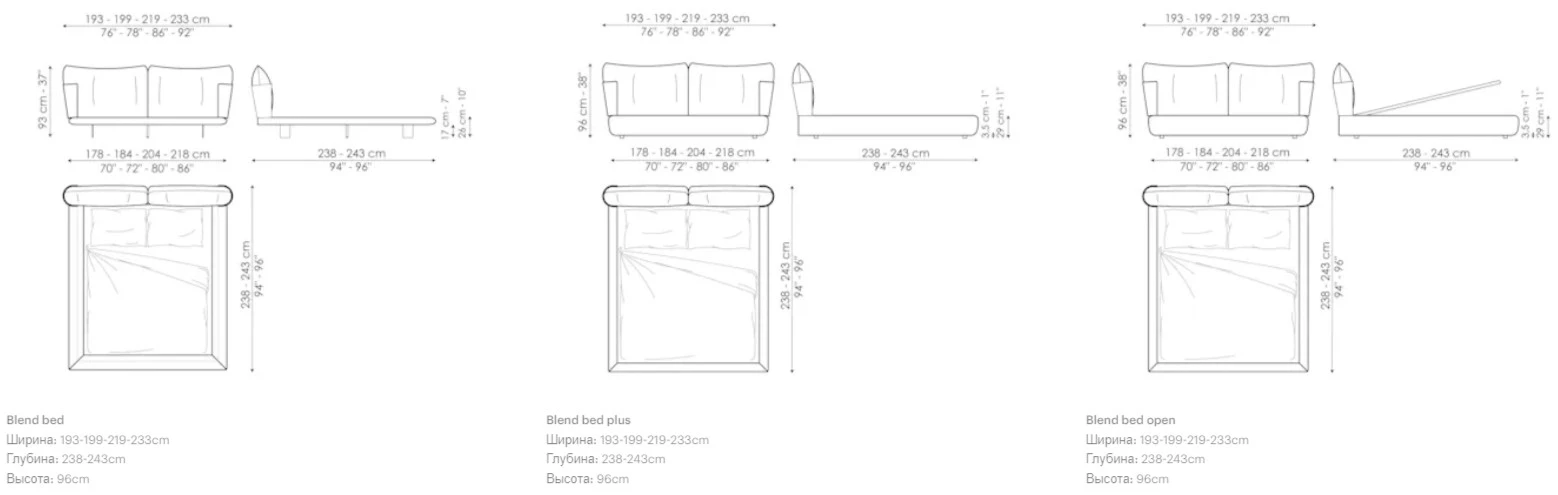 Размеры Кровать Bonaldo Blend-bed