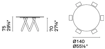 Размеры Стол Calligaris Cartesio CS4092-fd-140