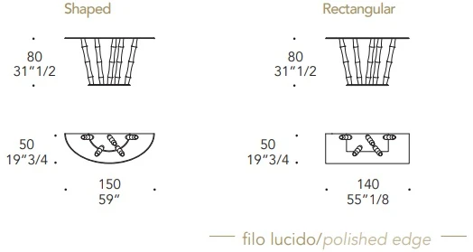 Размеры Консоль Reflex Disegno Bamboo console