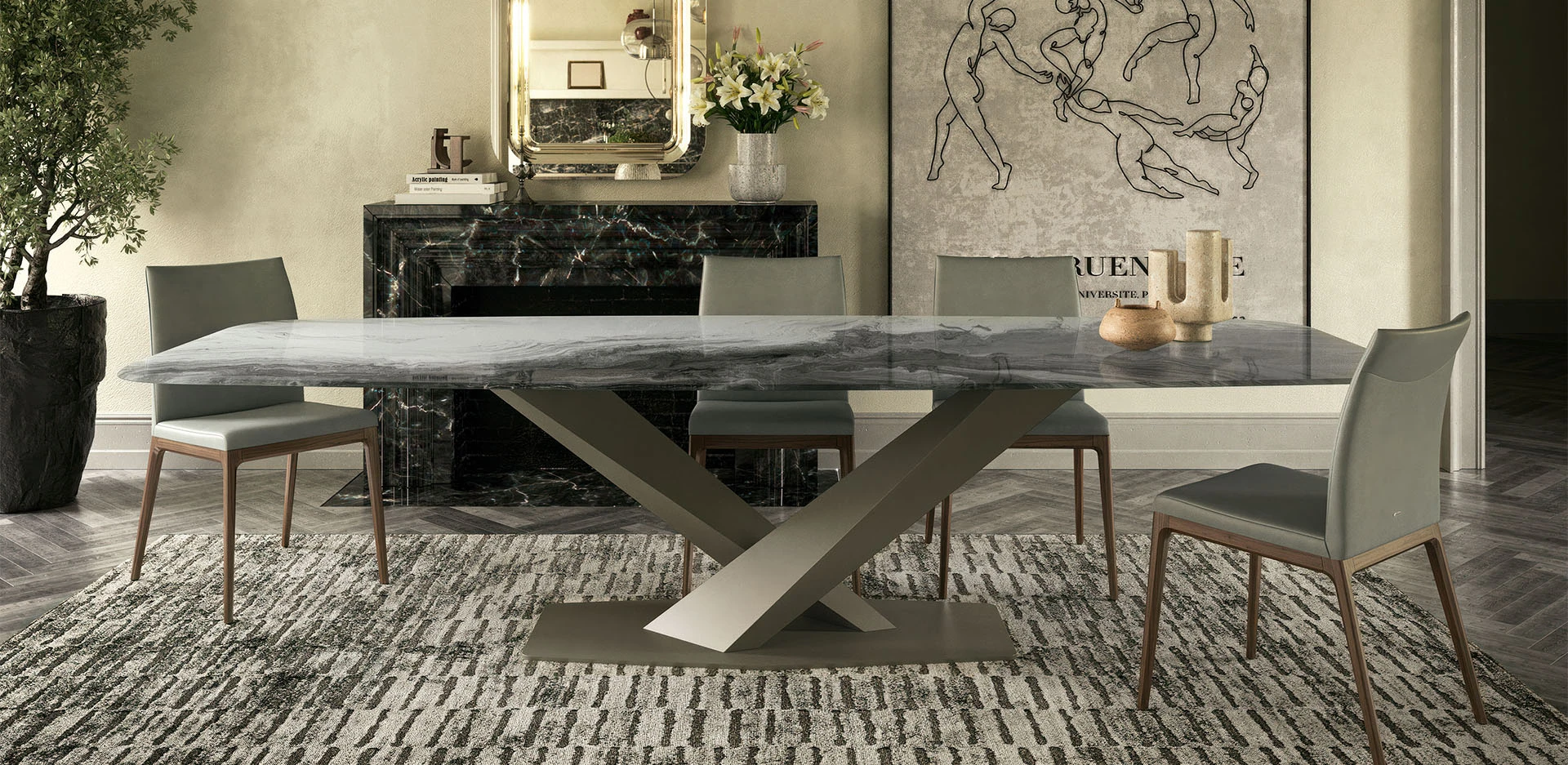 Стол в столовую Cattelan italia Stratos Crystalart