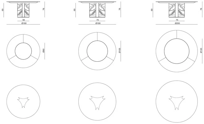 Размеры Стол Visionnaire Kerwan round