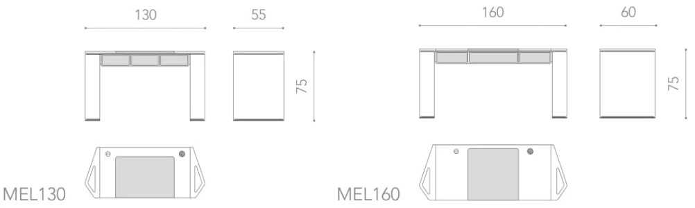 Размеры Письменный стол Asnaghi Mellifera 130-160