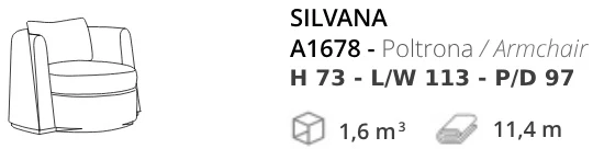 Размеры Кресло Annibale Colombo Today A1678 Silvana