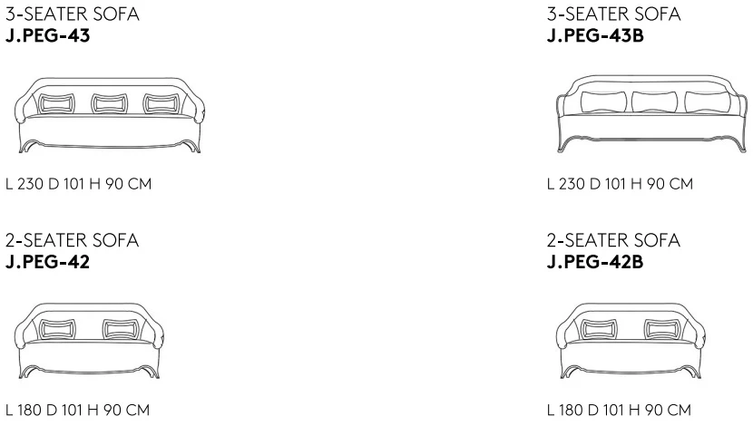 Размеры Диван Jumbo Collection Pegaso