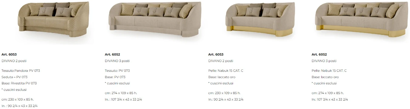 Размеры Диван Bizzotto Italia Infinity 6052/6053