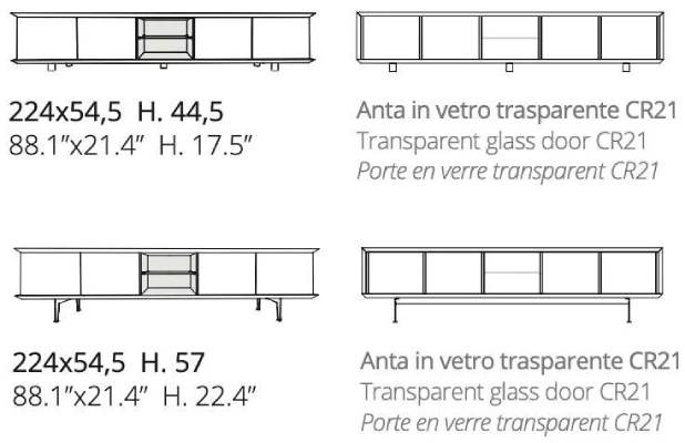 Размеры Мебель под ТВ Ozzio design Brera TV X309