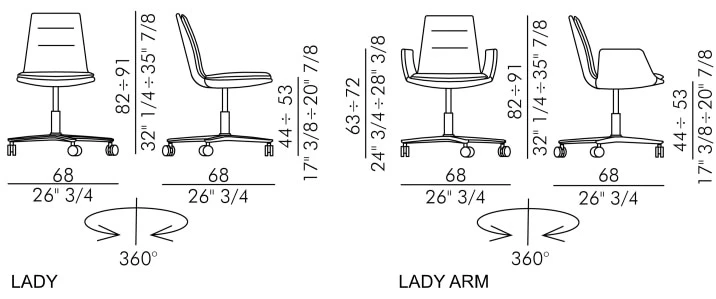 Размеры Офисное кресло Eforma Lady 5 ways