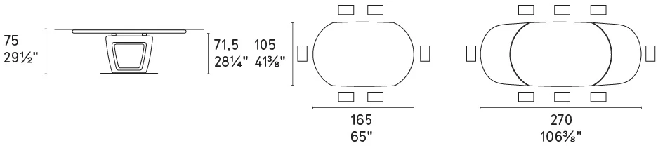 Размеры Стол Calligaris Orbital CS4145-s-165