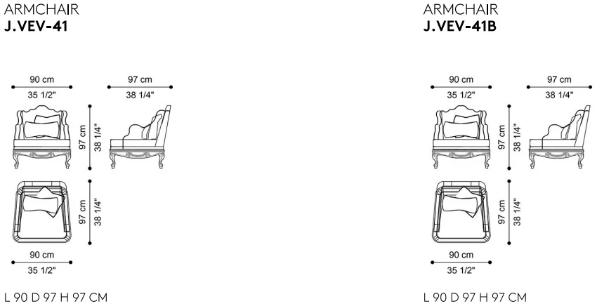 Размеры Кресло Jumbo Collection Verveine