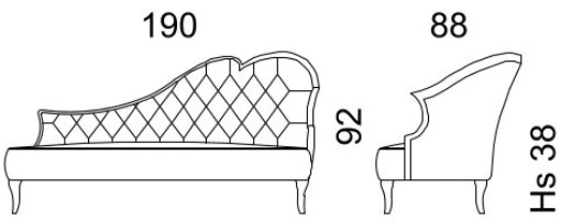 Размеры Кушетка Dv home collection Rene