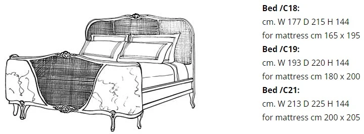 Размеры Кровать Angelo Cappellini Sissi 11040