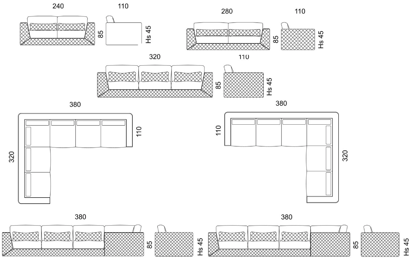 Размеры Диван Dv home collection Cooper quilt