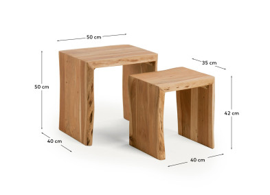 Комплект журнальных столиков La Forma Lomiri 50 x 42 x h50 см, выбеленный массив акации