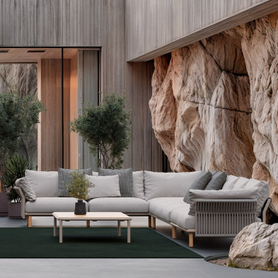 Диван угловой Skld Studio Tempo 267 x 93/174 x h56 см, алюминий, тик