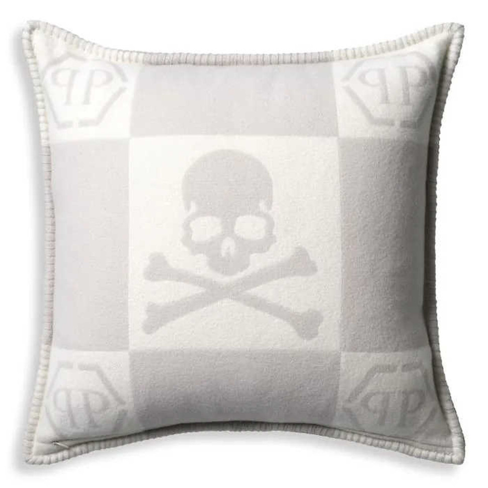 Подушка Eichholtz Cashmere Skull Philipp Plein 45 x h45 см, из кашемира и шёлка - фото товара