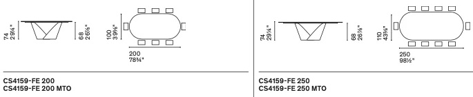 Размеры Стол Calligaris Calla CS4159-fe 200
