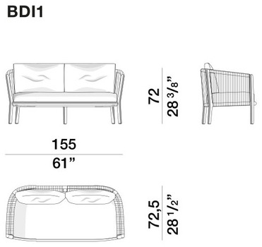 Размеры Диван Molteni Boboli
