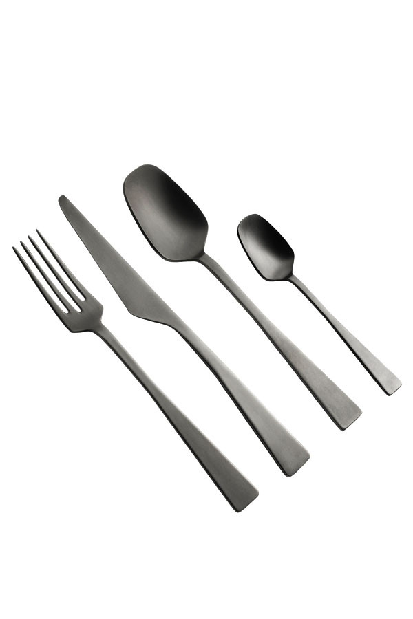 Столовые приборы 48 шт, KNIndustrie, матовый черный, нержавеющая сталь