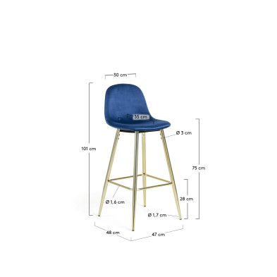Барный стул La Forma Nilson 47 x 48 x h101 см, тёмно-синий