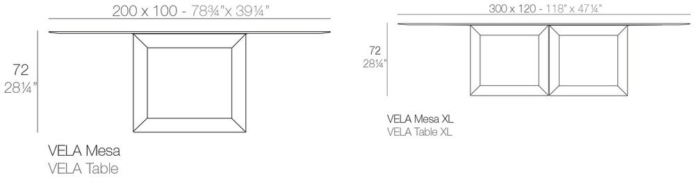 Размеры Стол Vondom Vela