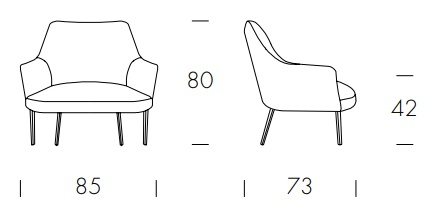 Размеры Кресло Tonin Casa Agata Lounge