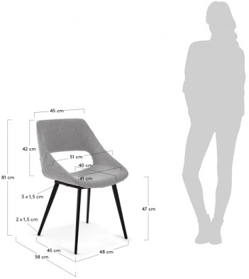 Стул La Forma Hest 51 x 58 x h81 см, светло-серый