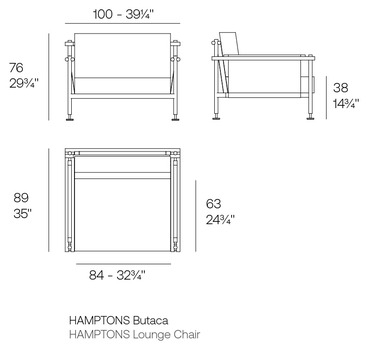 Размеры Кресло Vondom Hamptons