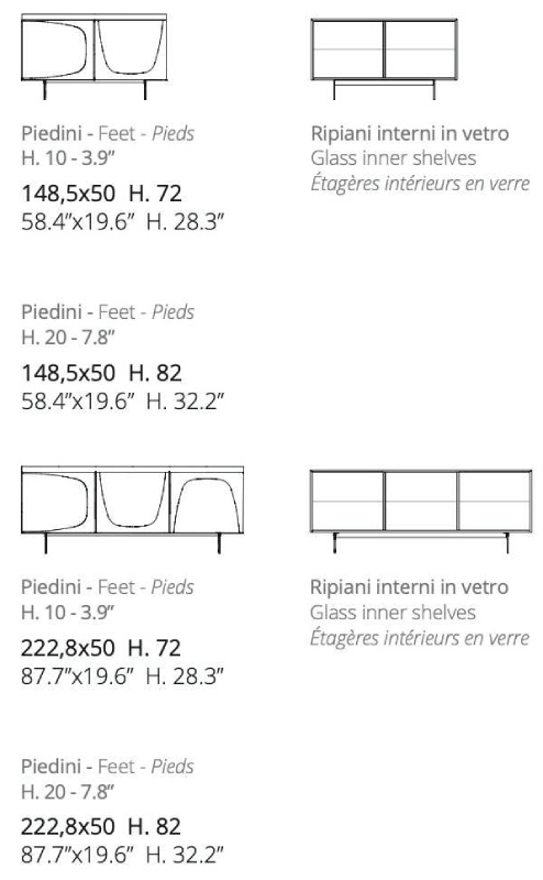 Размеры Буфет Ozzio design Trilogy Duo X307