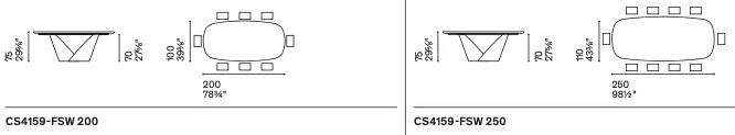 Размеры Стол Calligaris Calla CS4159-fsw 200