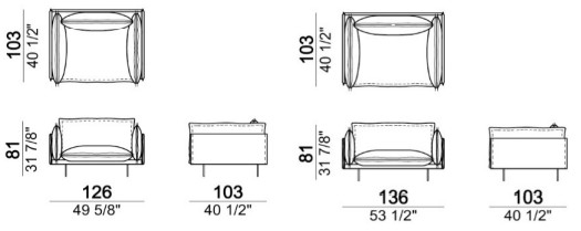 Размеры Кресло Arketipo Auto-reverse Размеры Кресло Arketipo Auto-reverse