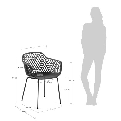 Стул-кресло La Forma Quinn 60 x 55 x h80 см, тёмно-серый