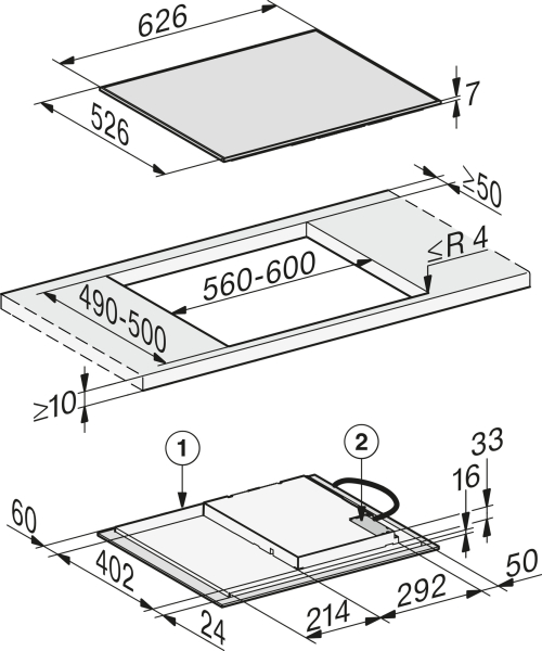 Размеры Варочная панель Miele KM 7221 FR