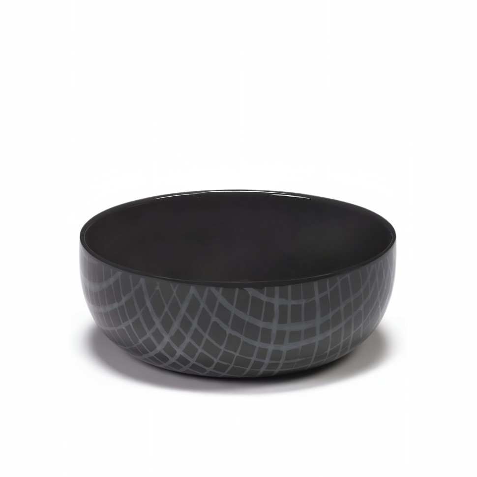 Комплект из 2-х салатников (средние) Serax Pacific Zuma, диаметр 19,5 см, чёрный, серый, фарфор
