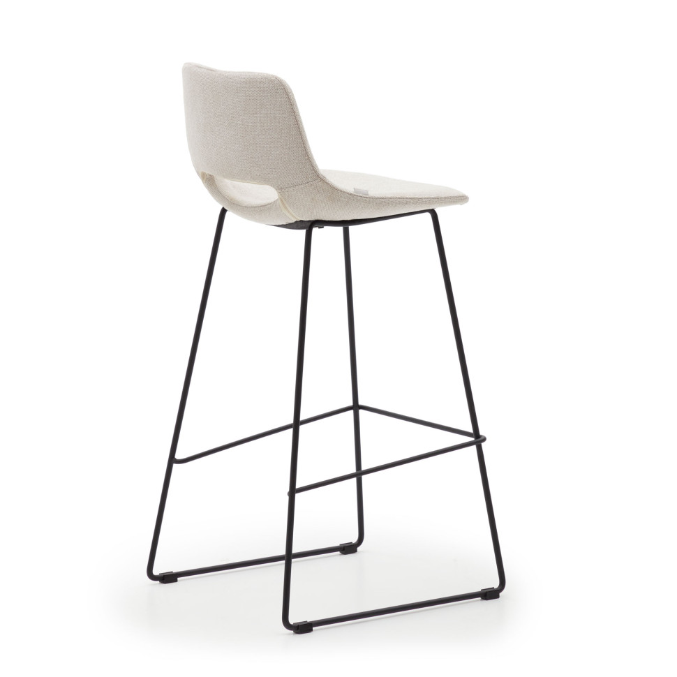 Барный стул La Forma Zahara 76 см, бежевый с чёрными стальными ножками