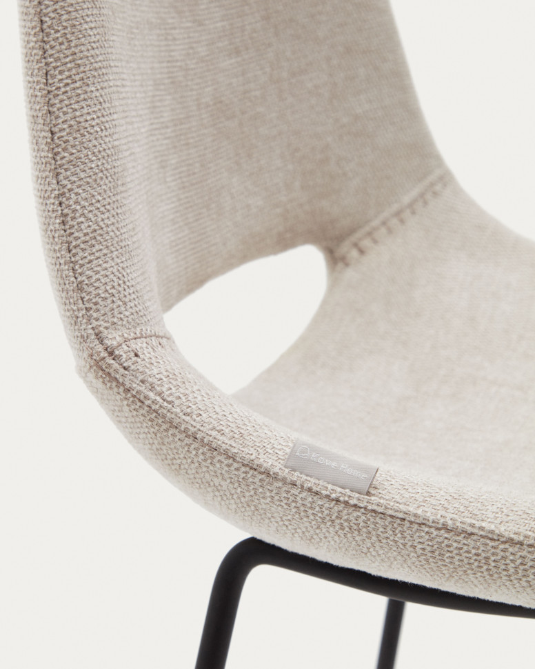 Барный стул La Forma Zahara 76 см, бежевый с чёрными стальными ножками