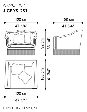 Размеры Кресло Jumbo collection Crystal
