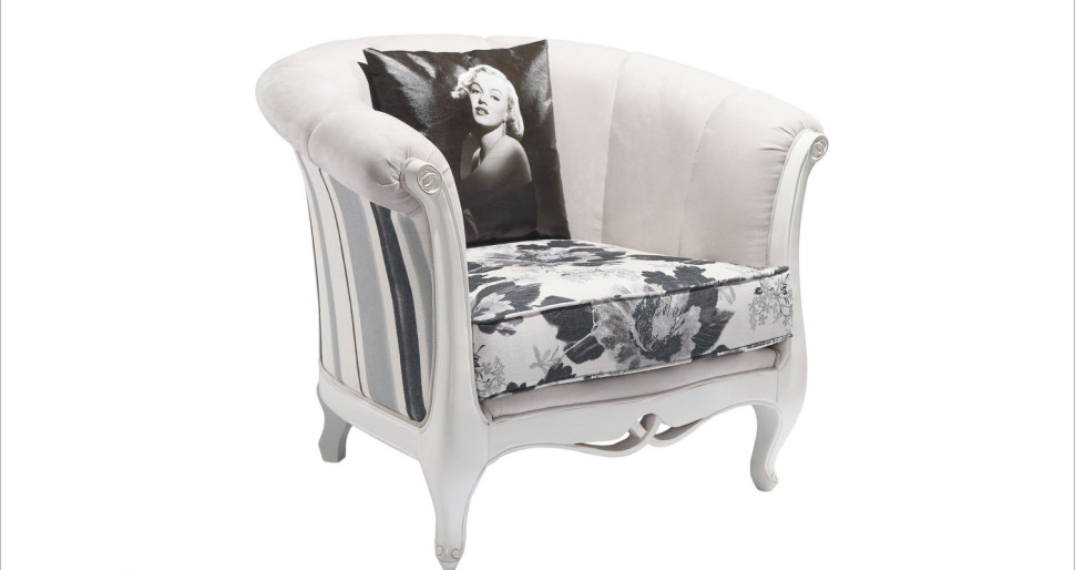 Кресло, отделка молочно-белый лак (U03), ткань B05 Brevio Salotti Paola 104 x 90 x 83h nc28139