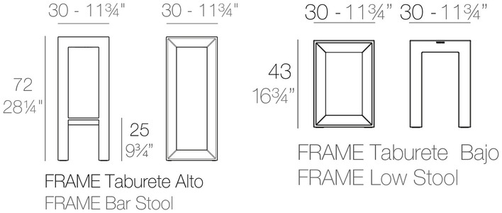 Размеры Барный стул Vondom Frame