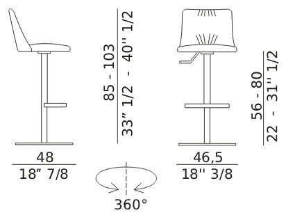 Размеры Барный стул Eforma Max stool deluxe swivel