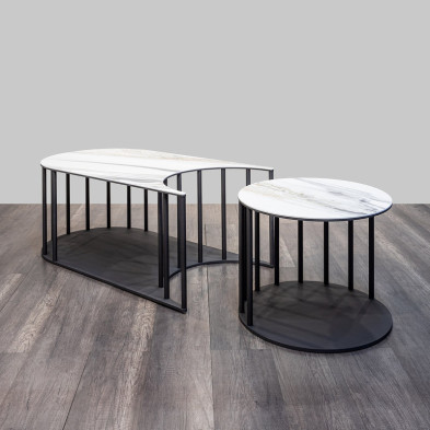 Журнальный столик Sinergy (комплект из 2) Tonin Casa Modern 112 x 60 x 42h x ø55 nc75484