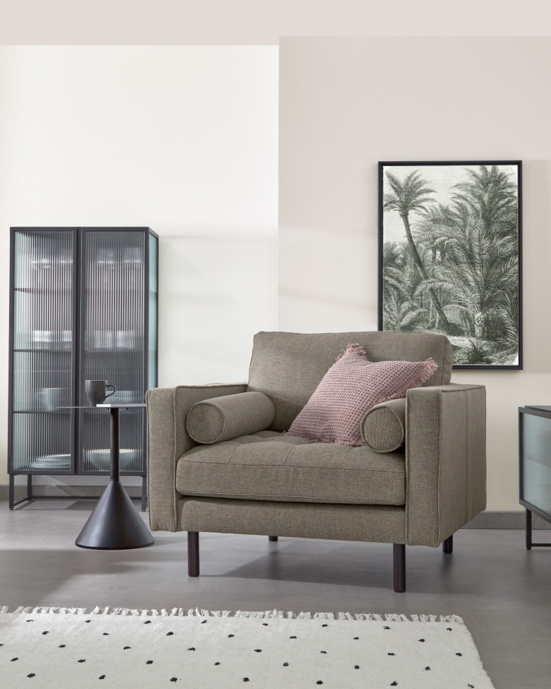 Буфет La Forma Trixie 70 x 41 x h143 см, чёрный с текстурированным стеклом