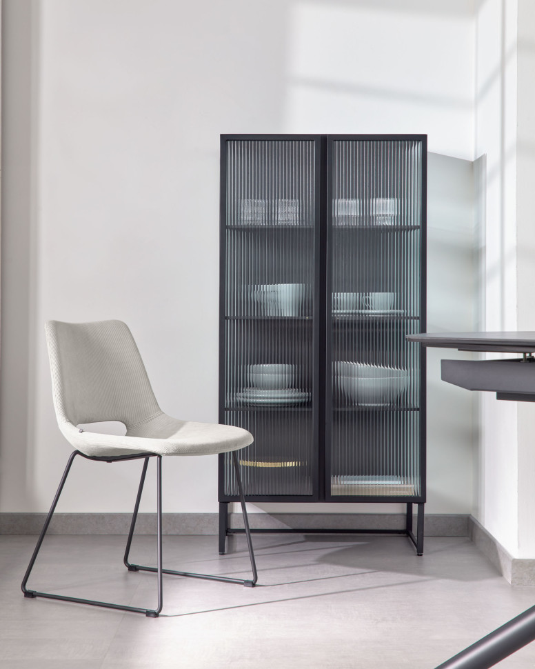 Буфет La Forma Trixie 70 x 41 x h143 см, чёрный с текстурированным стеклом