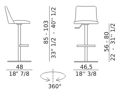 Размеры Барный стул Eforma Max stool diamond swivel