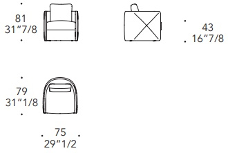 Размеры Кресло Reflex Disegno / Glamour Aura Poltrona