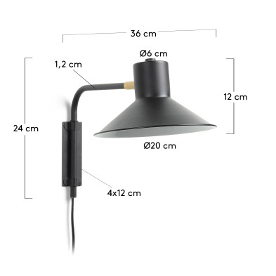 Настенный светильник La Forma Plass 20 x 36 x h24 см, чёрный