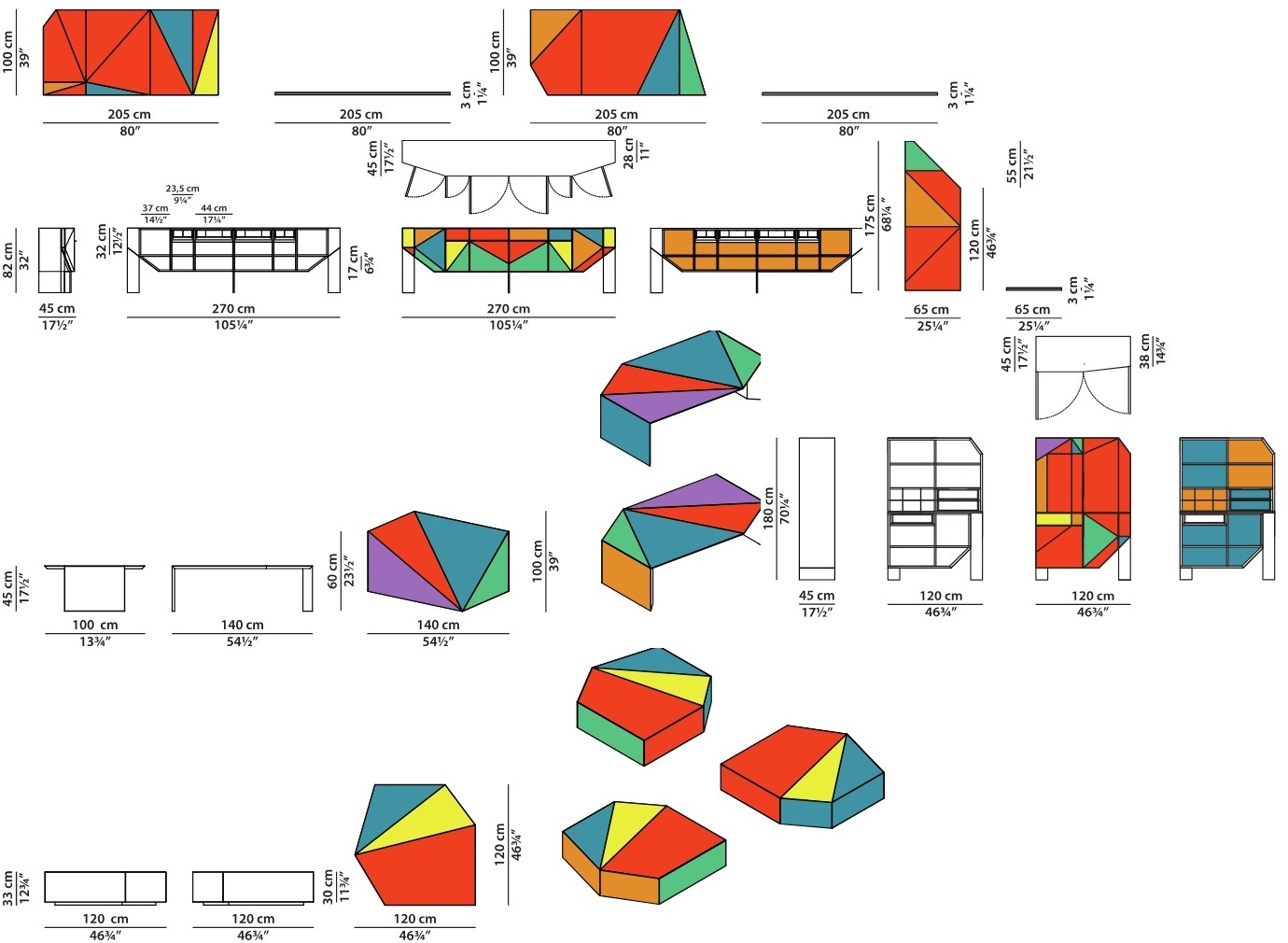 Размеры Буфеты и столики Baxter Tile